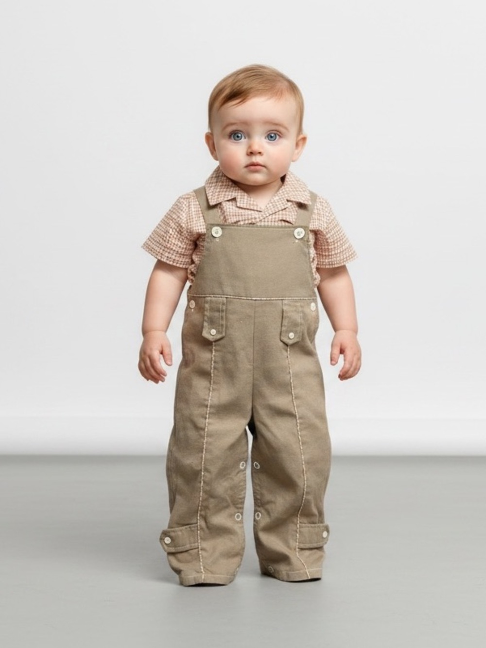 VINTAGE Charming Originals Brown Shirt and Overalls Set | 24 Months